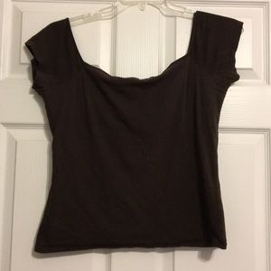 Brown short sleeved bra top shirt 👚